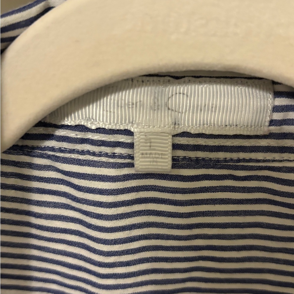 Vintage Embroidered Blue & White Striped Button-Down Shirt - Picture 3 of 6